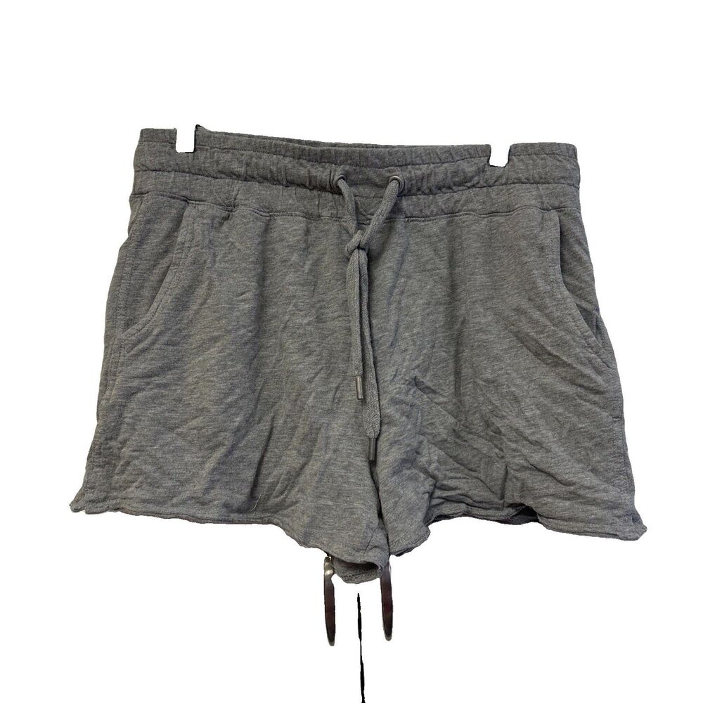 C&C California Women L Gray Shorts Elastic Waist Drawstring Pockets Cotton Blend